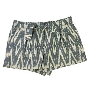 J.Crew Ikat Pleated Bow Tie Belt High Waist Gray Off White Womens Shorts Size 14